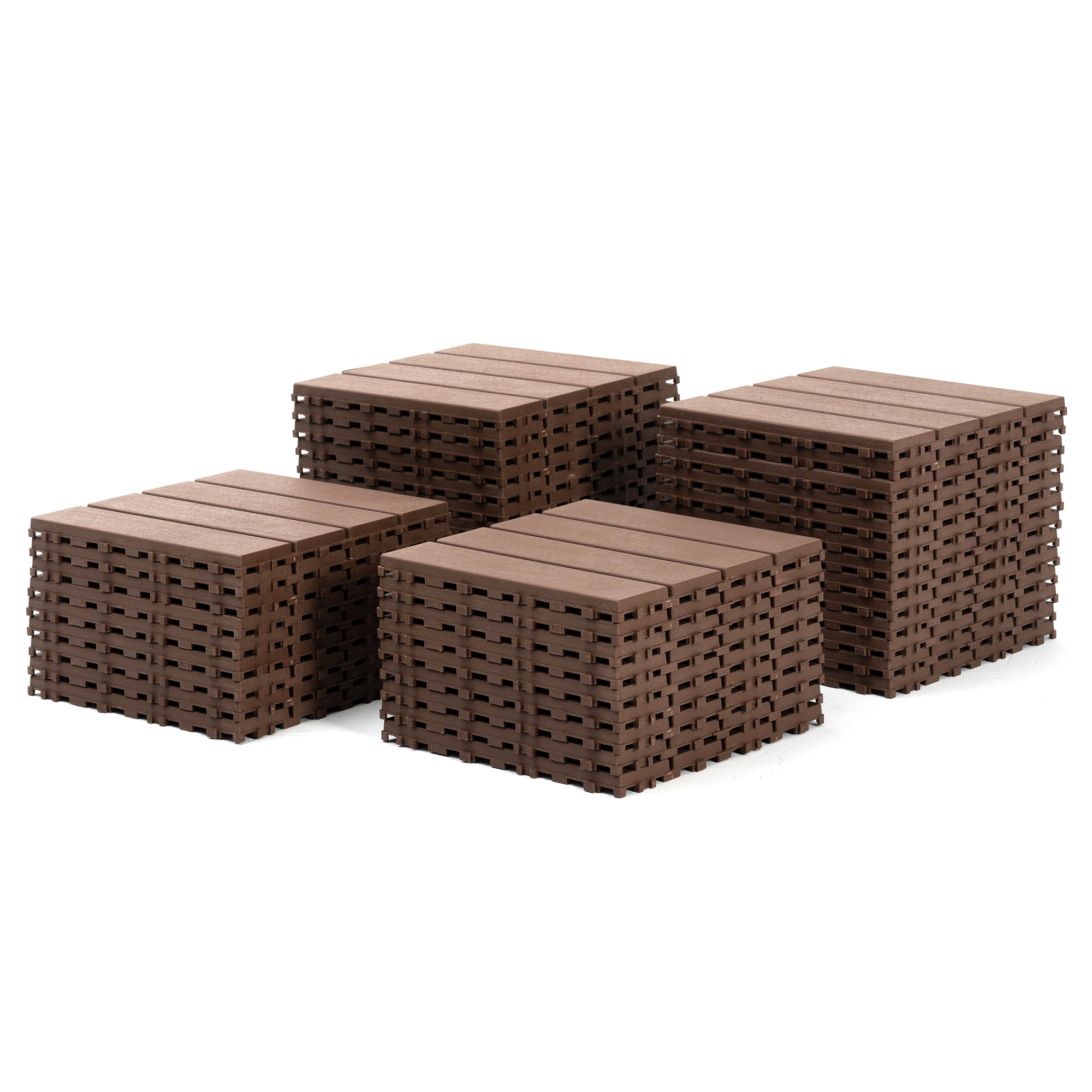 Plastic Interlocking Deck Tiles,44 Pack Patio Deck Tiles,12"x12" Square Waterproof Outdoor All Weather Use, Patio Decking Tiles for Poolside Balcony Backyard, Brown view 5