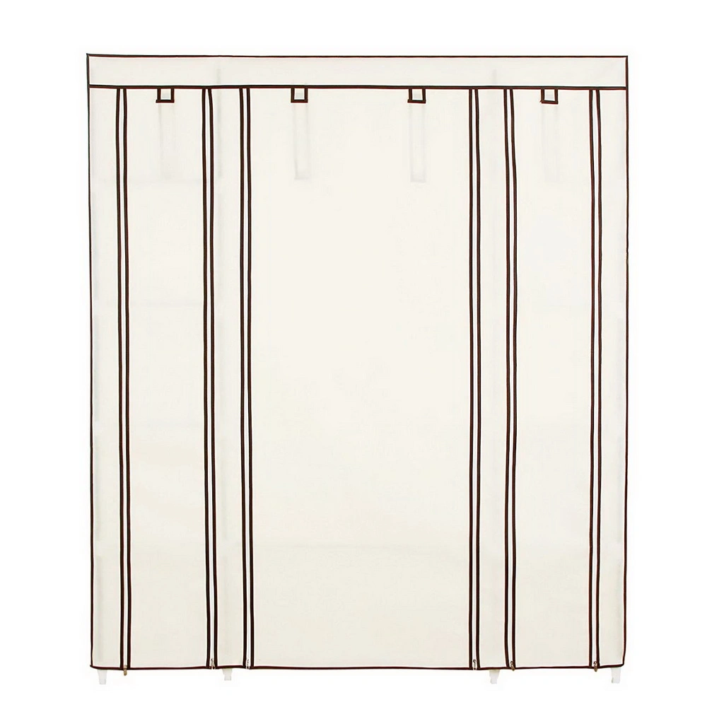 69" Beige Portable Clothes Wardrobe Closet Storage Organizer with Non-Woven Fabric, Easy Assemble view 3