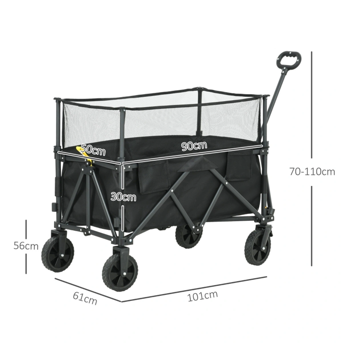 Utility Garden Cart 300LB Capacity Steel Frame 6 Cu Ft Bed 12" Wheels Black view 3