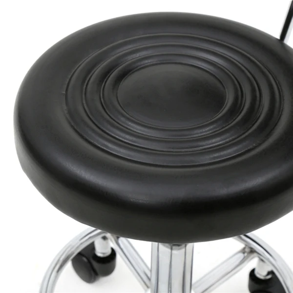 Round Shape Adjustable Salon Stool with Back and Line Black view 3