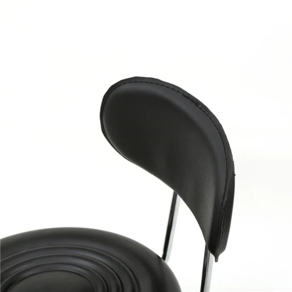 Round Shape Adjustable Salon Stool with Back and Line Black view 5
