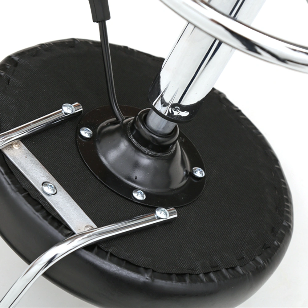 Round Shape Adjustable Salon Stool with Back and Line Black view 15