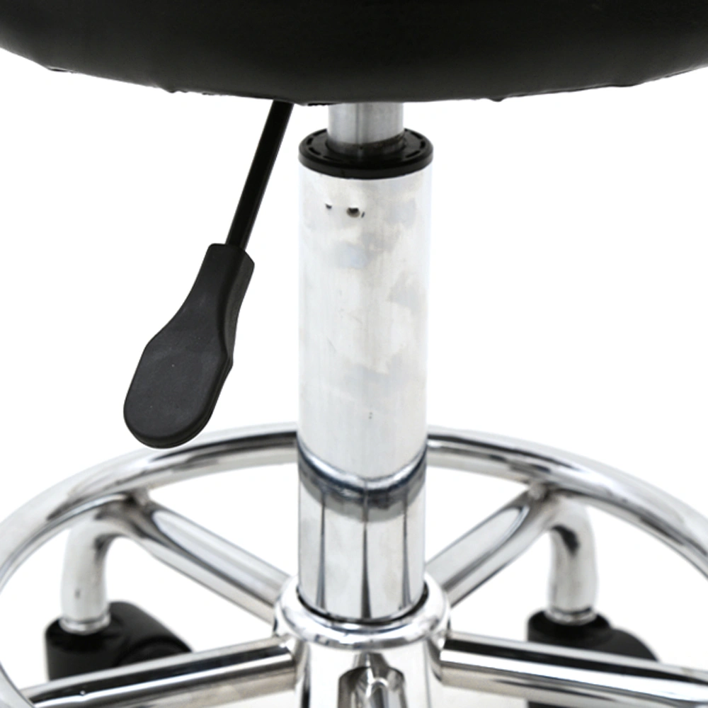 Round Shape Adjustable Salon Stool with Back and Line Black view 7