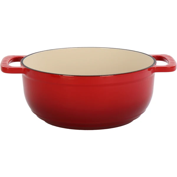 Cast iron 7.5QT cooking pot - Gradient red color - Includes two silicone gloves - Enamel pot view 4