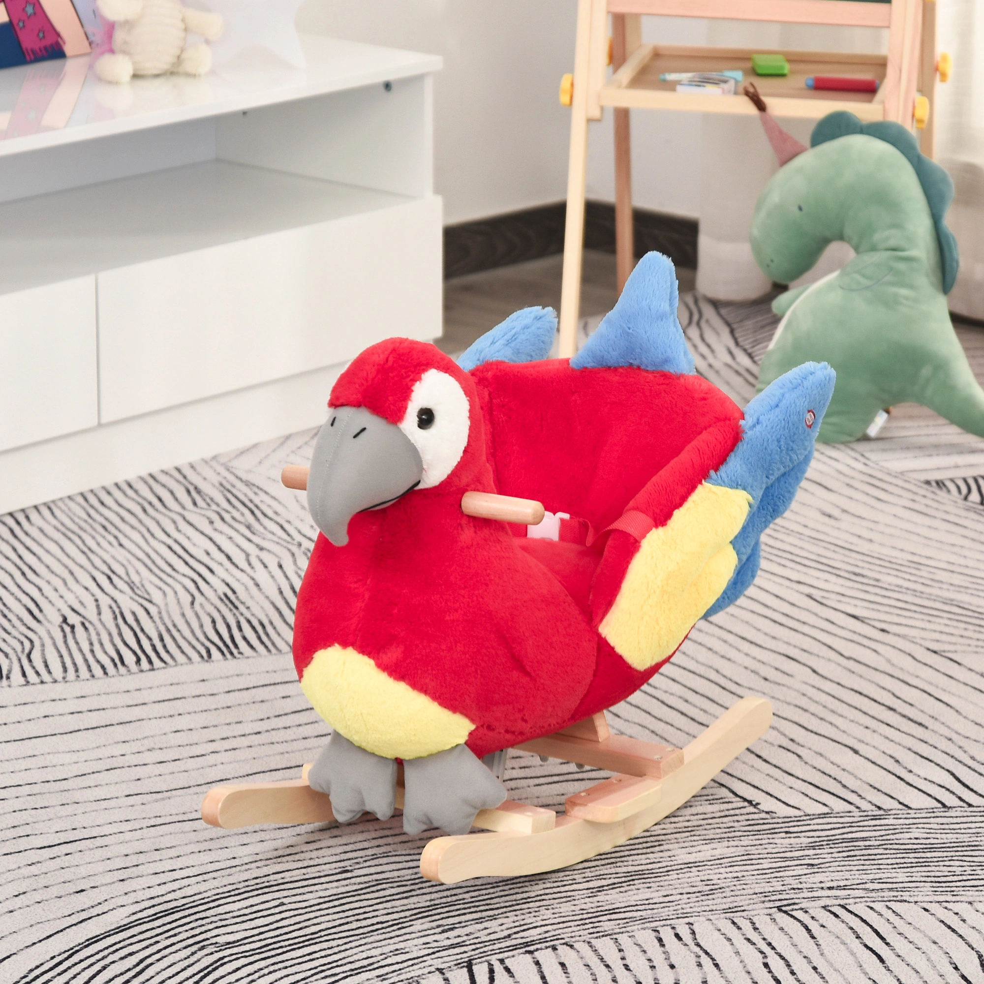 Kids Rocking Horse for Toddlers, Wooden Ride-On Rocking Horse with Handle, Safe Indoor Outdoor Toy for Children