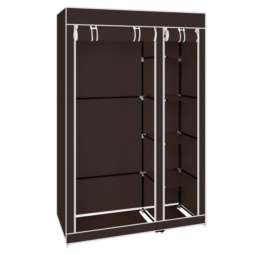 Portable Closet Organizer 67" Wardrobe with Non-Woven Fabric & Hanging Rod, Quick Assembly - Dark Brown