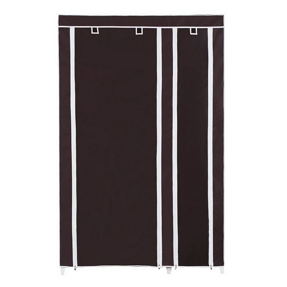 Portable Closet Organizer 67" Wardrobe with Non-Woven Fabric & Hanging Rod, Quick Assembly - Dark Brown view 2