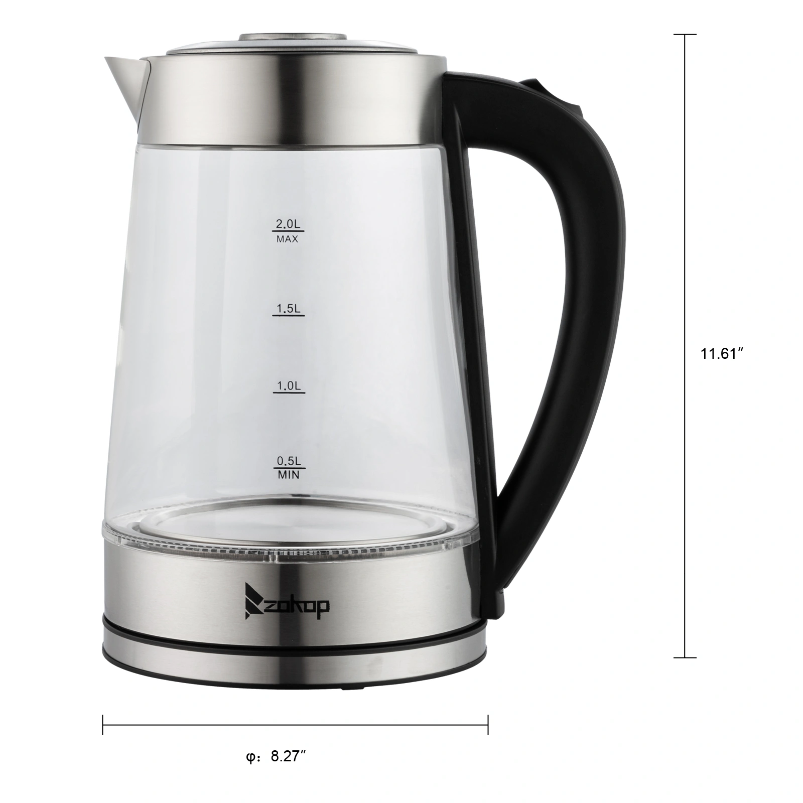 HD-250 220V 2000W 2L Blue Glass Electric Kettle view 10