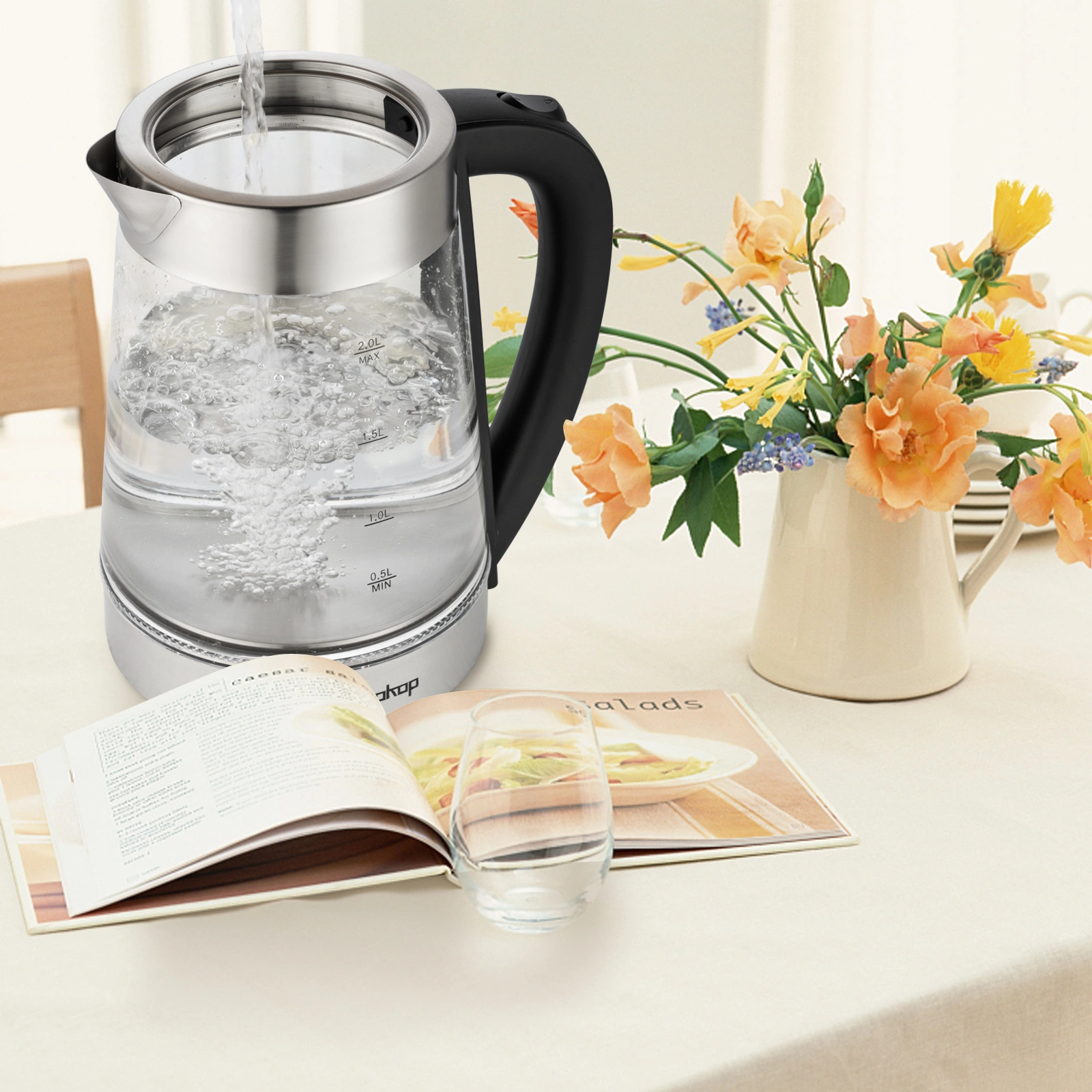 HD-250 220V 2000W 2L Blue Glass Electric Kettle view 23