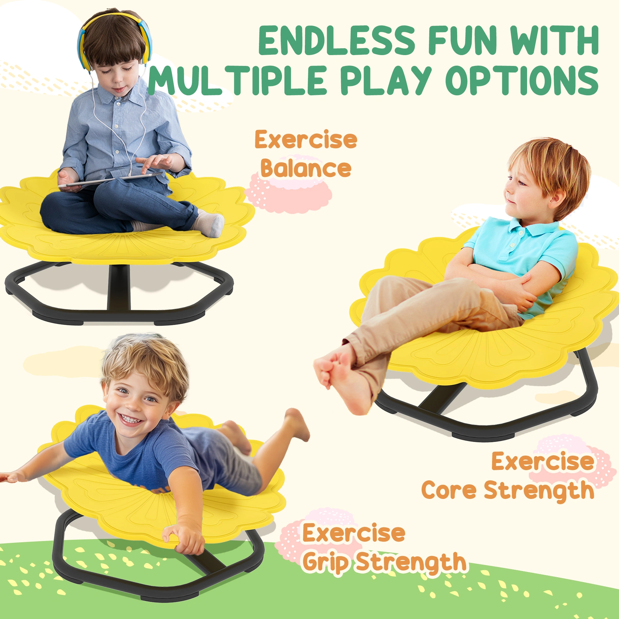Sensory Spinning Chair for Kids, 360° Rotating Therapy Seat with Footrest, Emotional Support Swivel Chair for ADHD & Autism view 4
