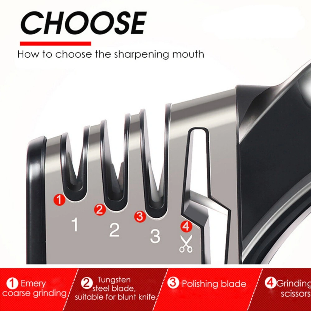 4-in-1 Diamond Knife Sharpener for Kitchen Knives & Scissors, Precision Stone Grinder Sharpening Tool view 2
