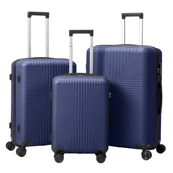 PP Trolley Case 20in 24in 28in 3PCS Suitcase Set Navy Blue