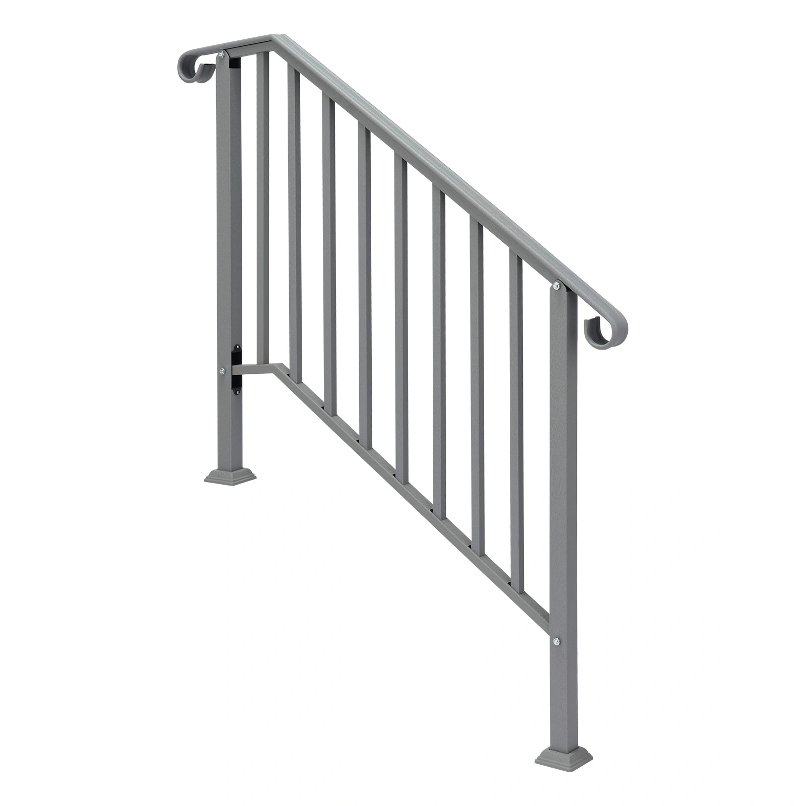 Silver Outdoor 3-Step Iron Handrail view 2