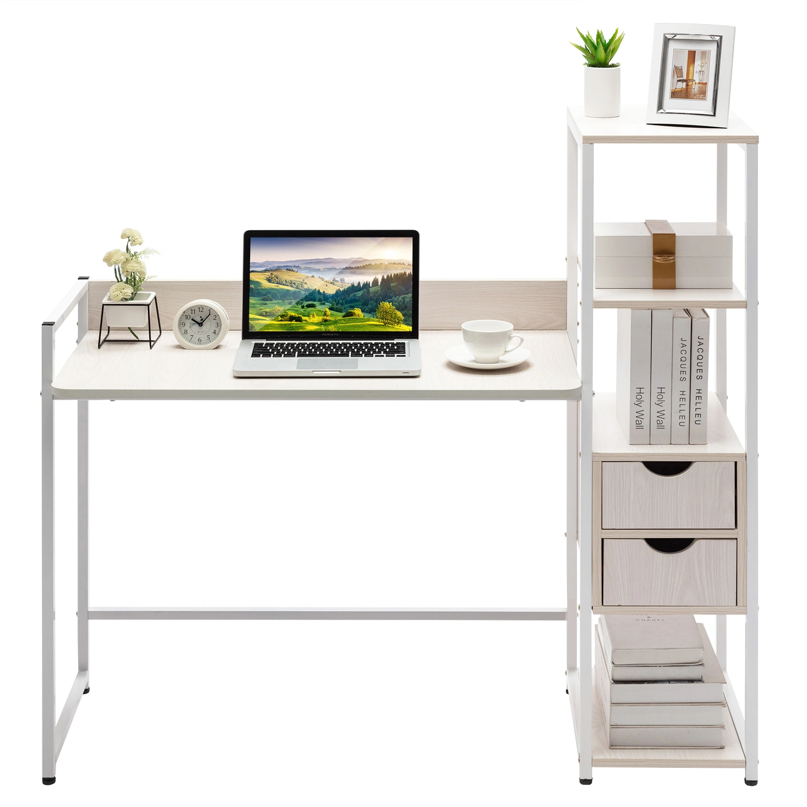 Home Office Computer Desk with Storage Shelf - Modern Study Table for Bedroom, Living Room, Workspace view 2