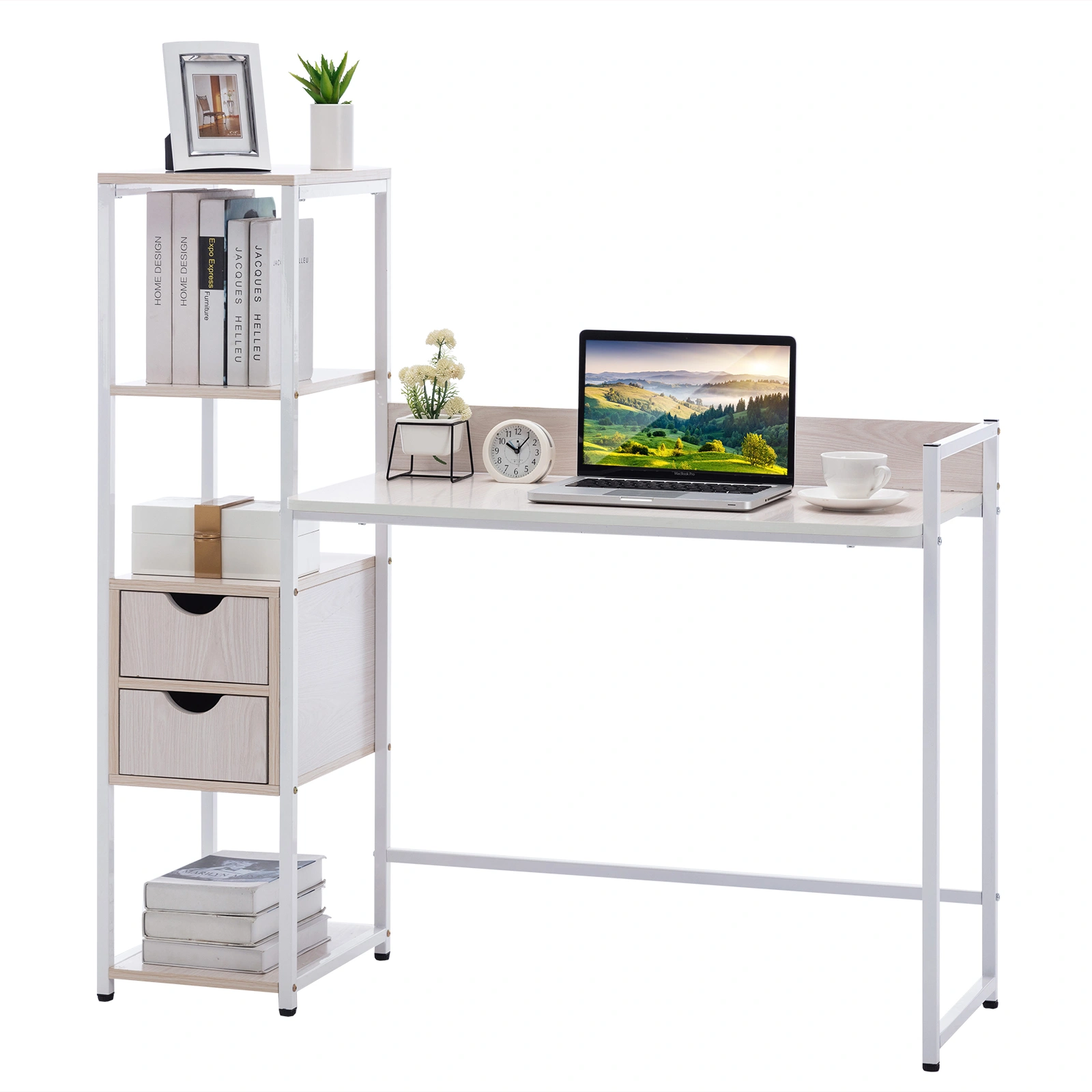 Home Office Computer Desk with Storage Shelf - Modern Study Table for Bedroom, Living Room, Workspace view 3