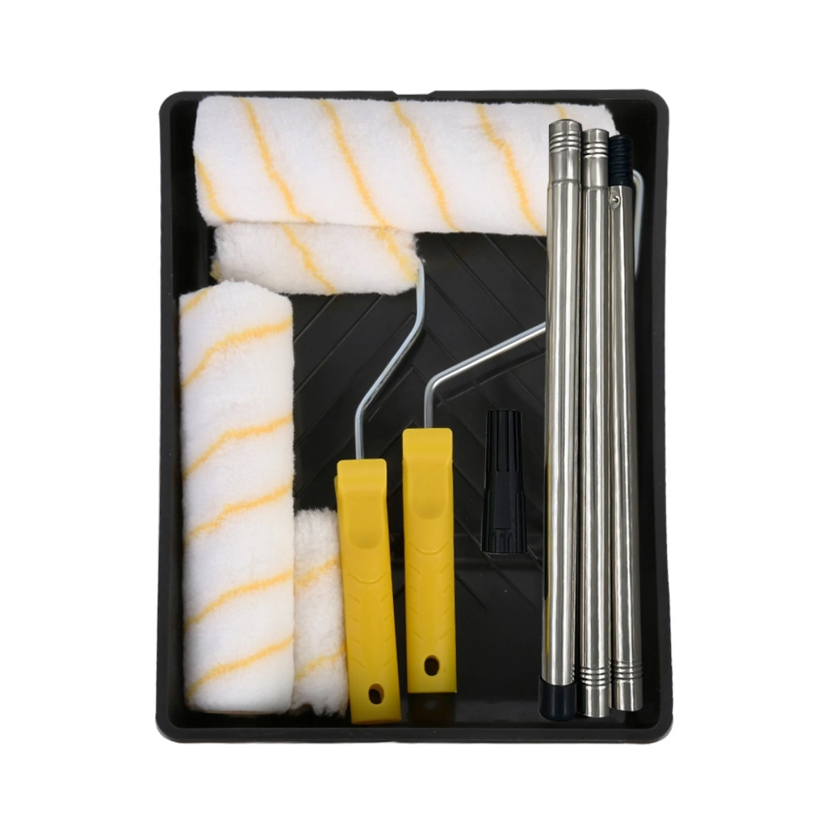 Paint Roller Set with Extension Pole & Tray, Roller Sleeves & Paint Brush for Walls Ceilings Interior view 2