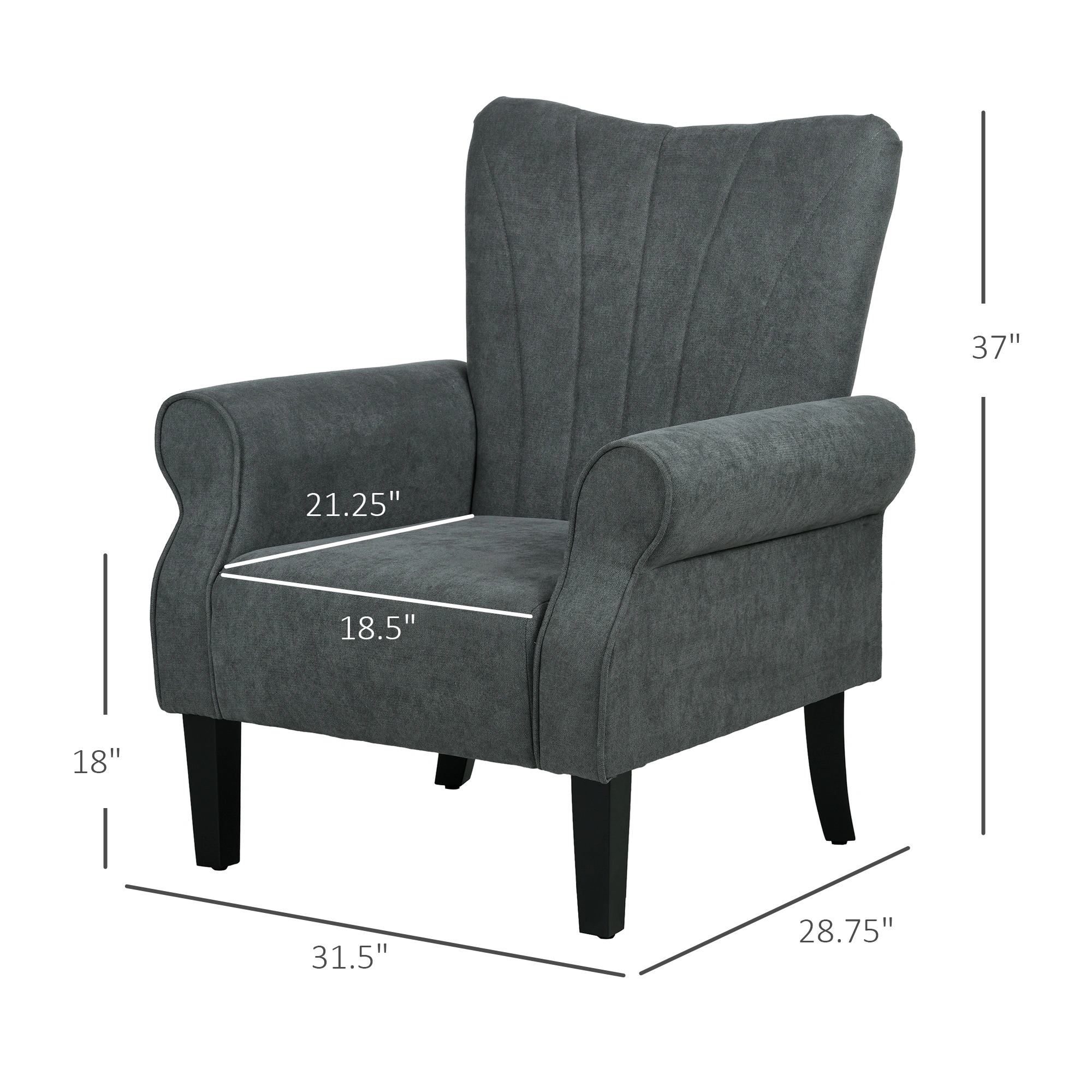 Vintage Wingback Accent Chair Upholstered Lounge Reading Chair for Living Room Bedroom view 3