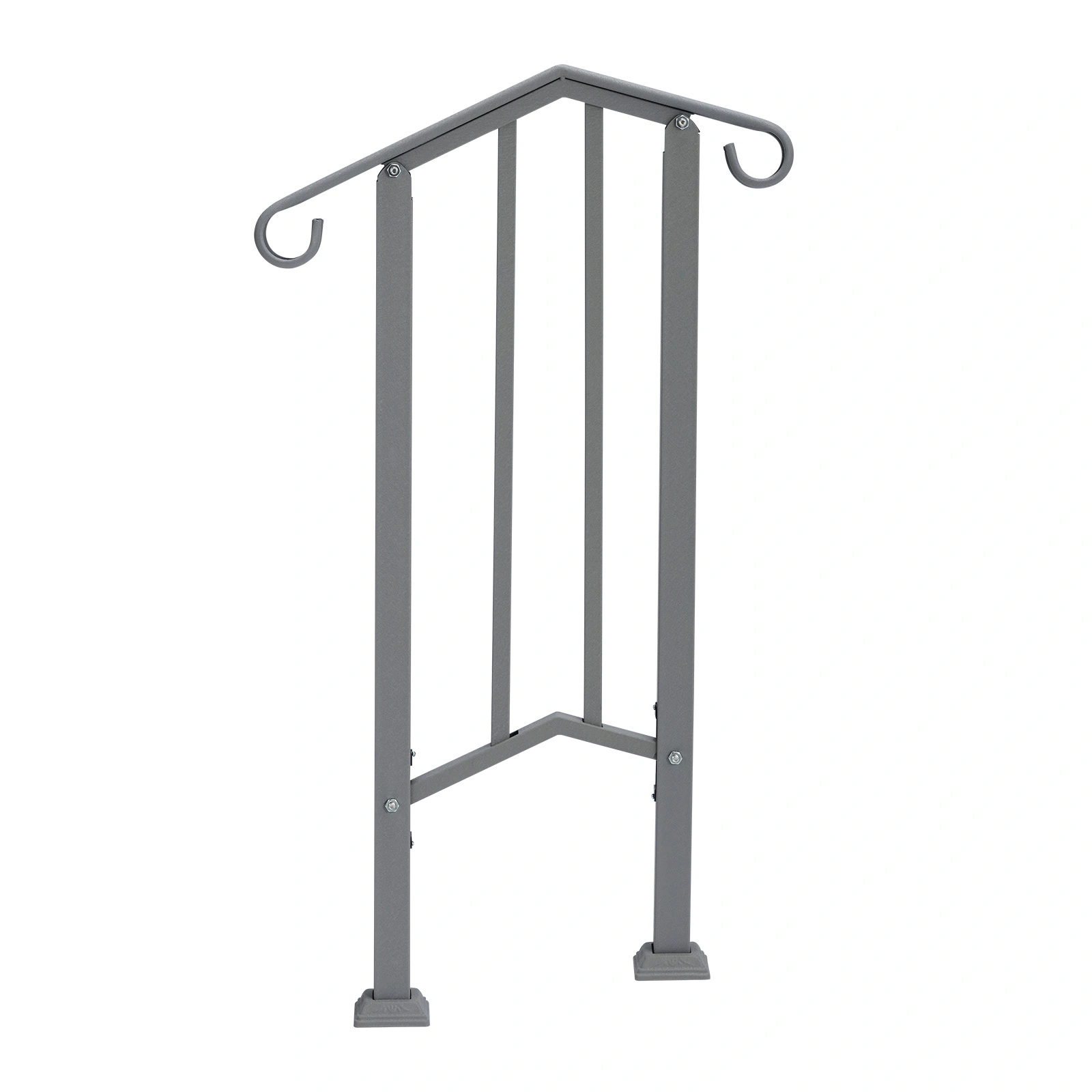 Handrails for Outdoor Steps, Iron Handrail Fits 1 Step, Transitional Handrail with Installation Kit, Silver
