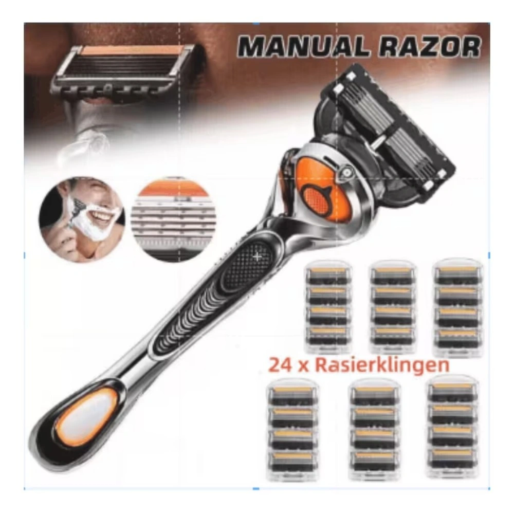 5 Razors + 24 Replacement Blades Wet Razor System New in Package OVP view 4