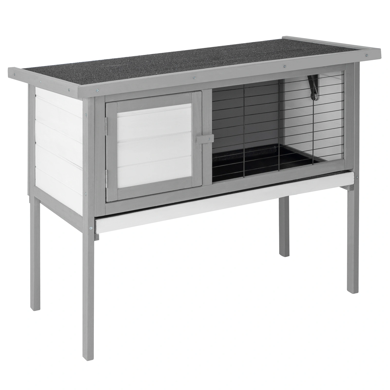 36" Waterproof Wooden Chicken Coop Hen House, Single-Deck Poultry Cage with Run for Rabbits & Small Animals, Gray
