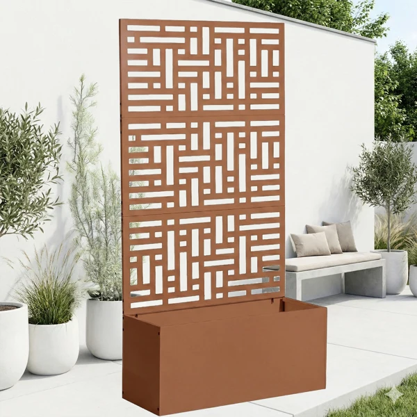Metal Garden Bed with Trellis, 70 Inch Height Metal Planter Box with Trellis, Garden Box for Climbing Plants Vegetable, Metal Garden Bed with Drainage Holes view 5