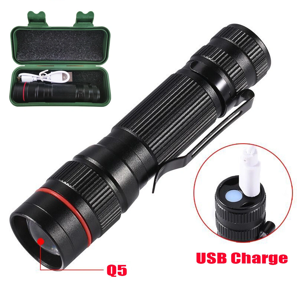 2 Pack USB Rechargeable LED Flashlight, Adjustable Focus, 3-Mode Mini Outdoor Torch Light view 3