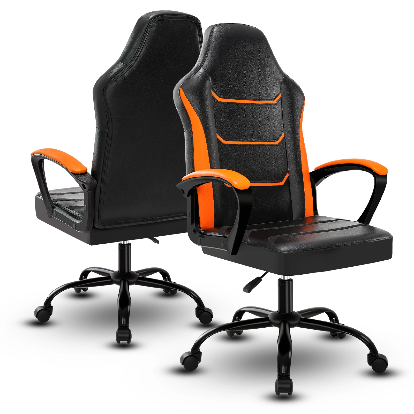 Ergonomic Gaming Chair with Footrest, PU Leather Big and Tall Computer Chair, 360° Swivel Height Adjustable Office Desk Chair, Yellow