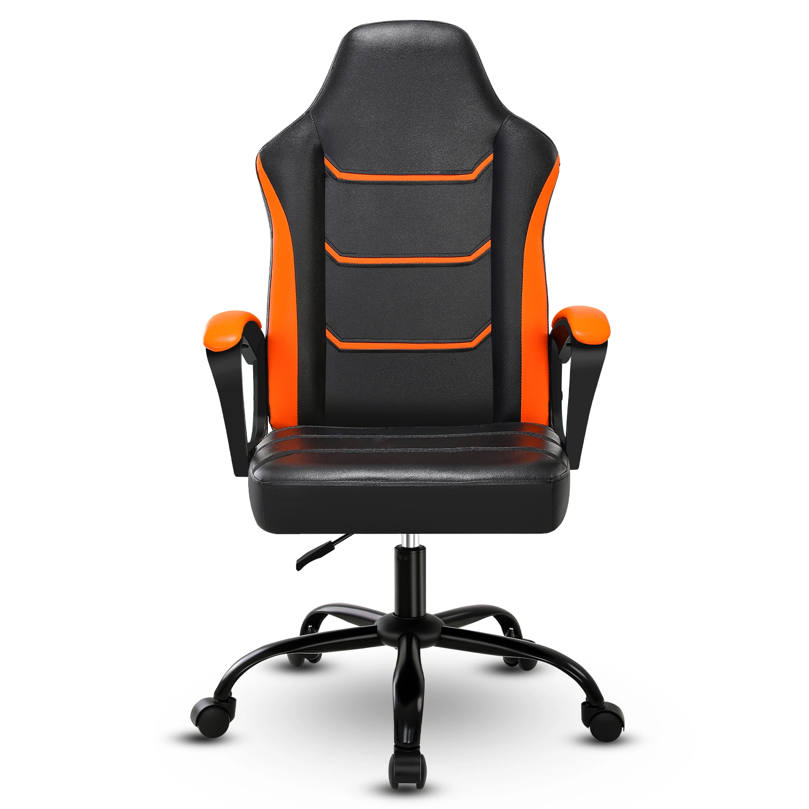 Ergonomic Gaming Chair with Footrest, PU Leather Big and Tall Computer Chair, 360° Swivel Height Adjustable Office Desk Chair, Yellow view 2