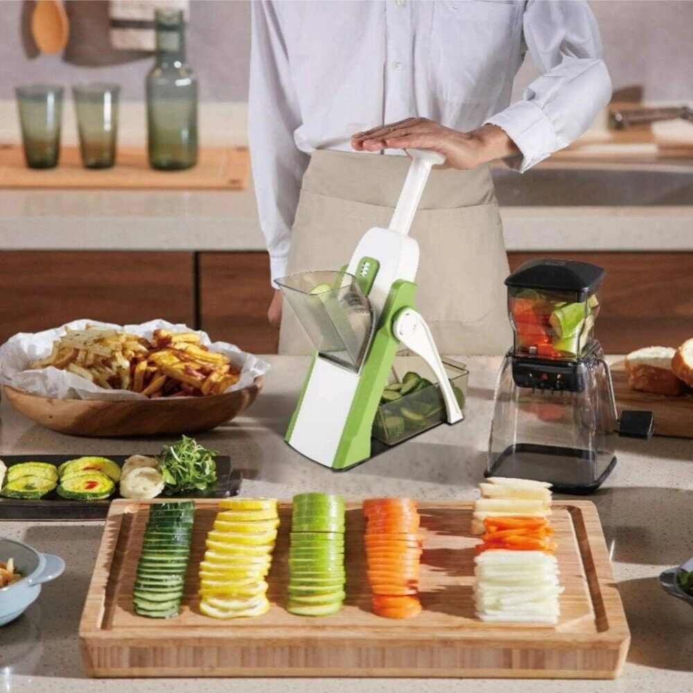 Kitchen Vegetable Chopper, Manual Multi-Function Salad Slicer, Potato Cutter, Cheese Grater & French Fry Tool view 5