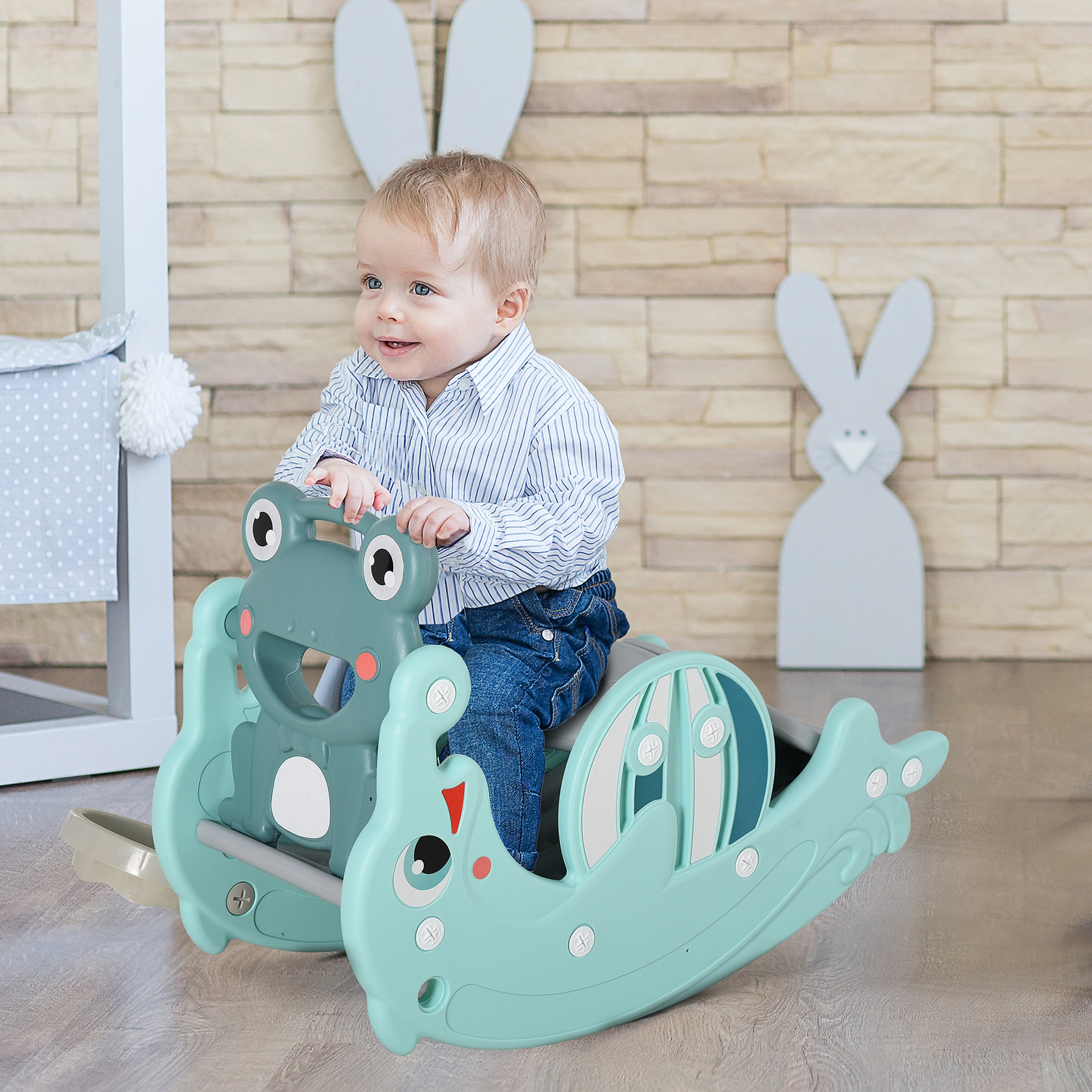 Kids Rocking Horse Wooden Ride On Toy for Toddlers Indoor Outdoor Balance Play Gift