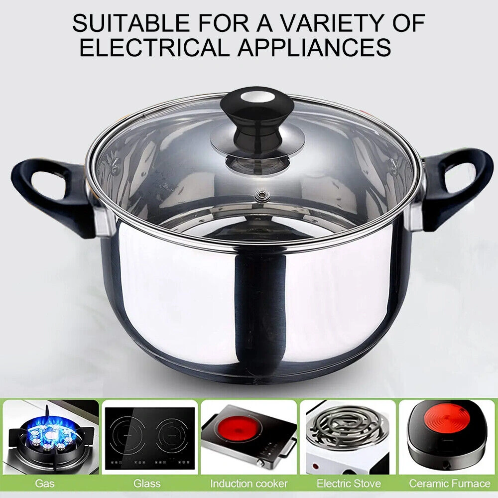 12 Piece Stainless Steel Cookware Saucepan Pot Set with Glass Lid Kitchen Cooking Pan Set view 3