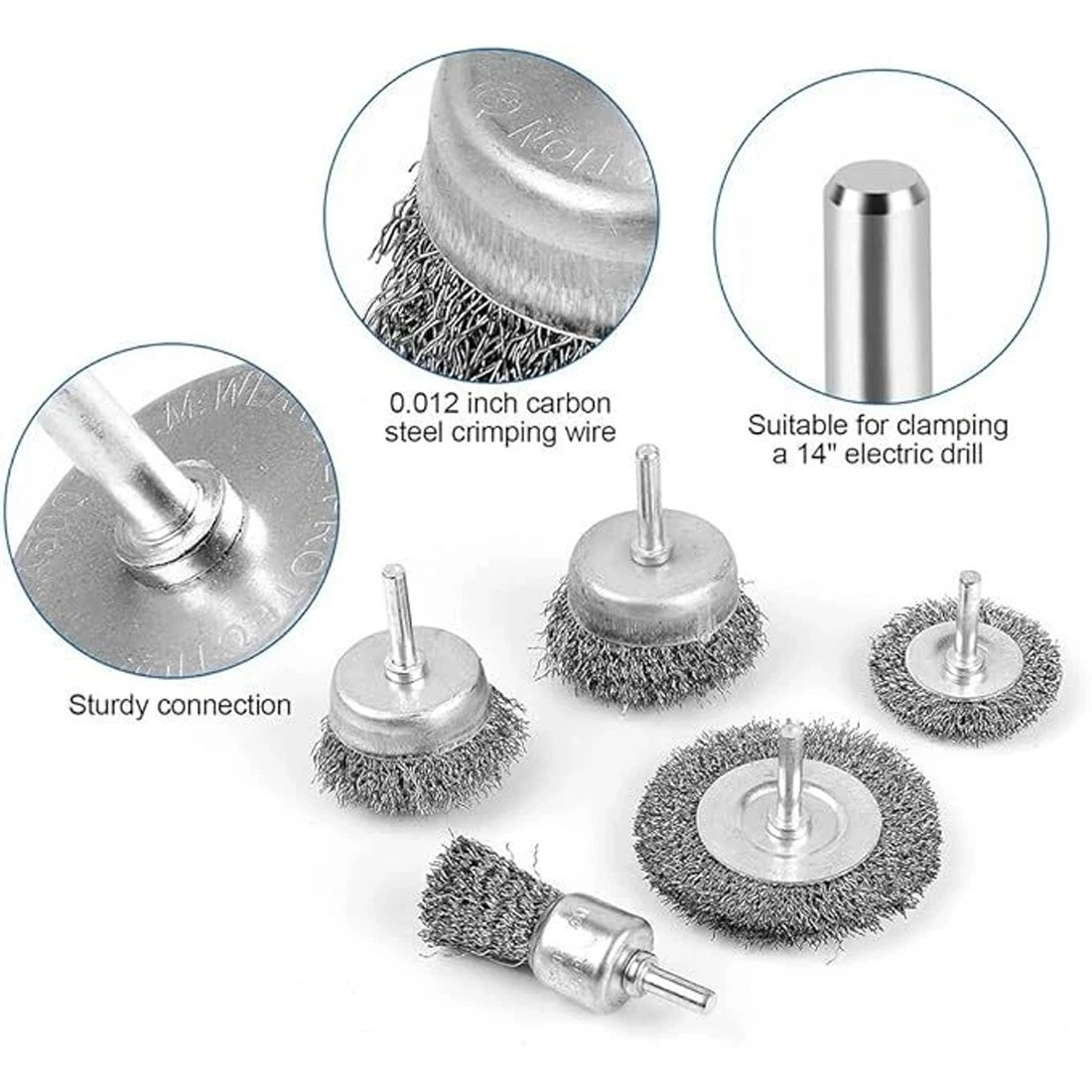 13 Pcs Wire Brush for Drill, 1/4 Inch Wire Wheel Brush Cup Set, Steel Cup Brushes for Metal Cleaning & Rust Removal view 4