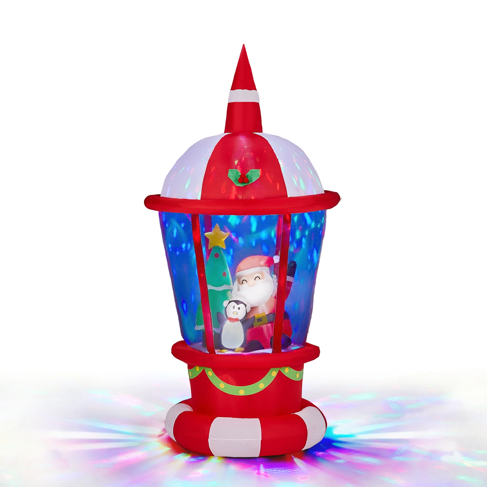 3FT Lighted Christmas Inflatable Lighthouse Decoration, Santa & Penguin Blow Up Yard Decor, Built-in LED Lights for Lawn Garden Party