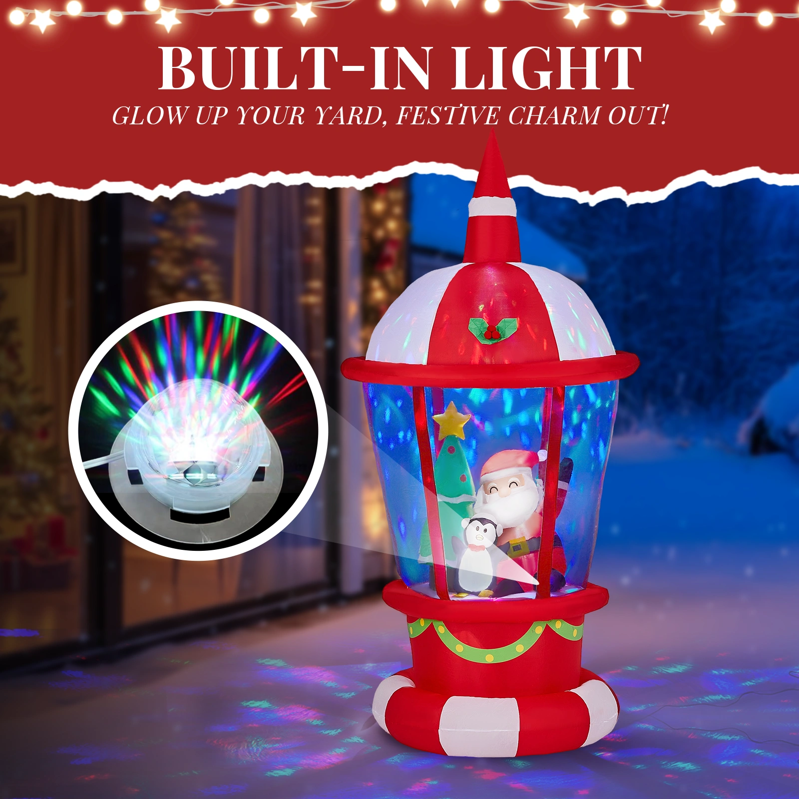 3FT Lighted Christmas Inflatable Lighthouse Decoration, Santa & Penguin Blow Up Yard Decor, Built-in LED Lights for Lawn Garden Party view 5
