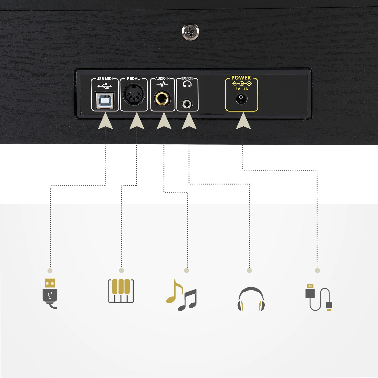 GDP-104 88 Keys Full Weighted Digital Piano w/Furniture Stand Power Adapter Triple Pedals Headphone Black Replace 46233857 view 3