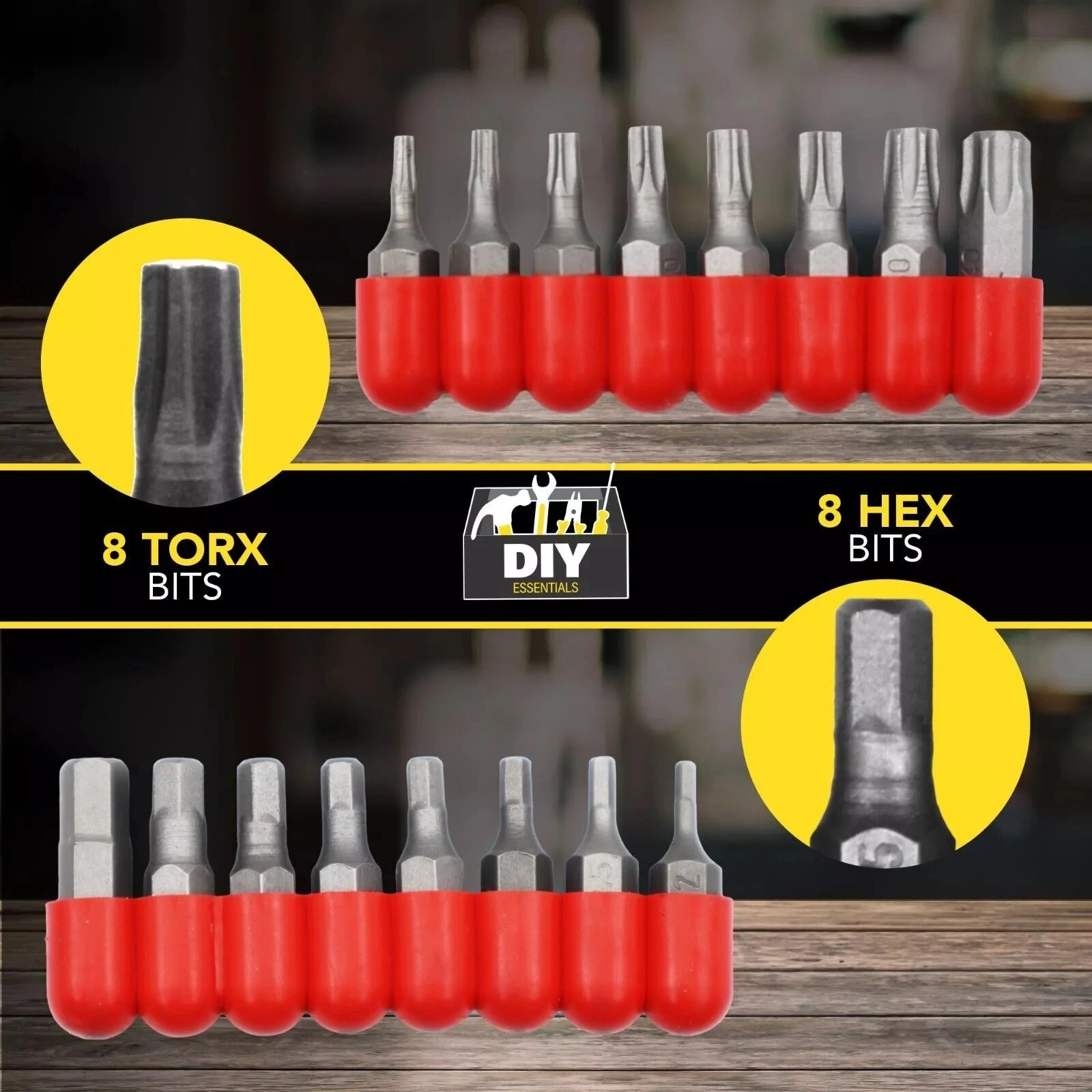 32PC Assorted Power Drill Bit Set - Phillips Flat Head Torx Hex Bits with Bar