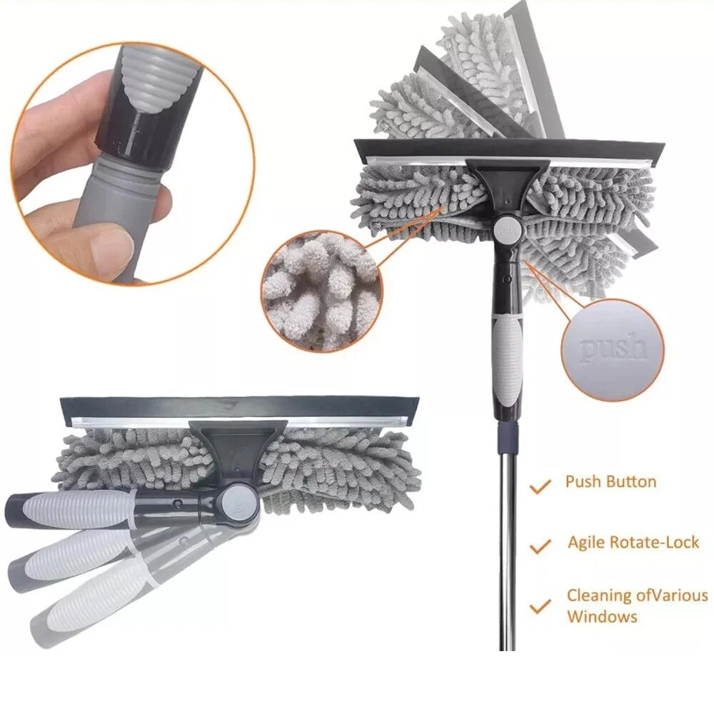 5M Telescopic Window Cleaner Squeegee Pole, Extendable Glass Cleaning Tool with Grey Handle view 3