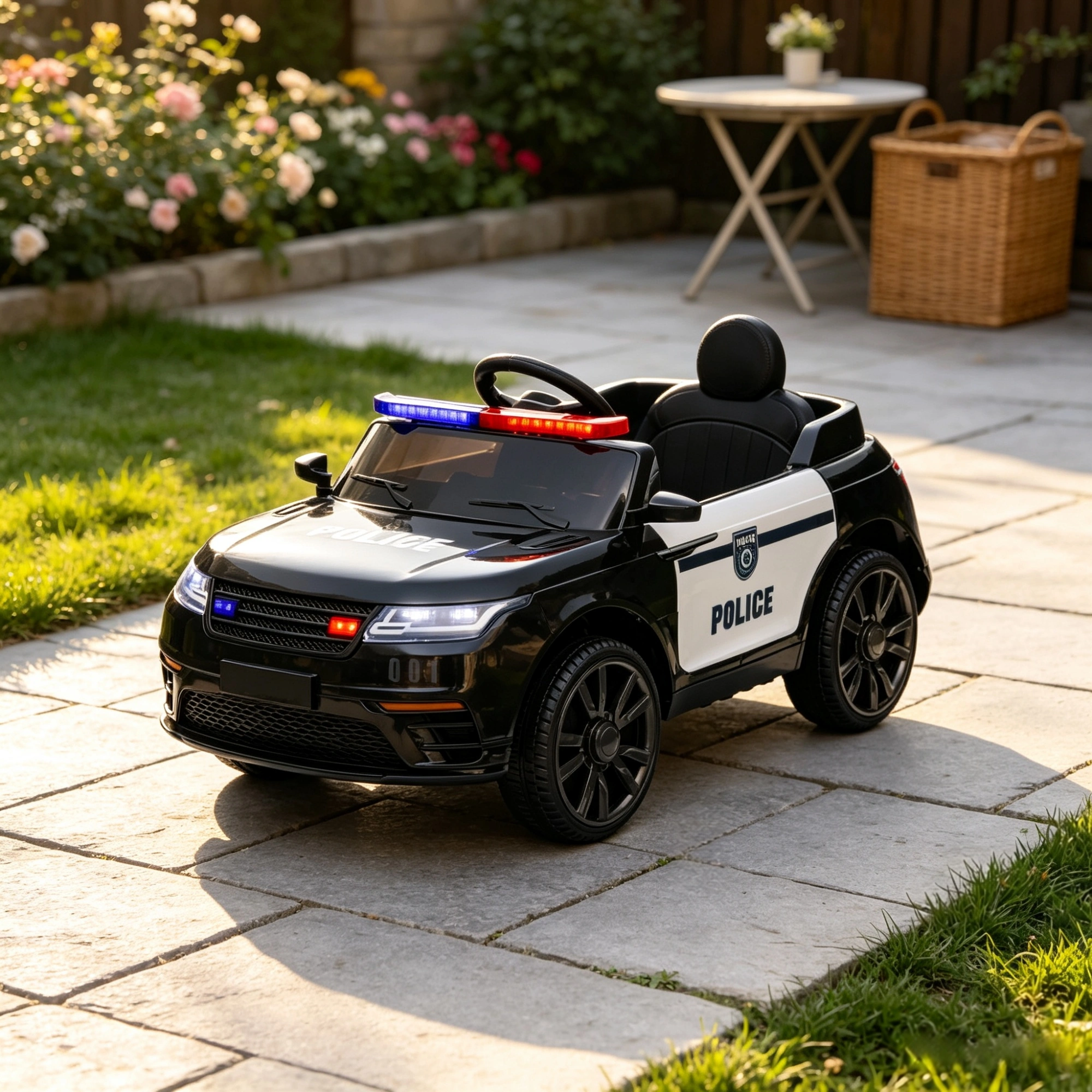 Black 12V Kids Electric Car - Remote Control, Siren, Lights, Music, Spring Suspension, Transport Wheels view 8