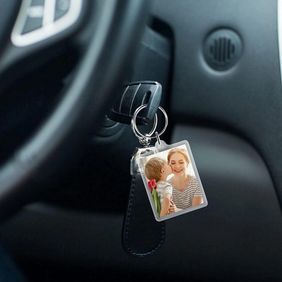NEW 100pcs Blank Keyring Acrylic Plastic Passport Photo Key Rings Craft Picture UK view 4