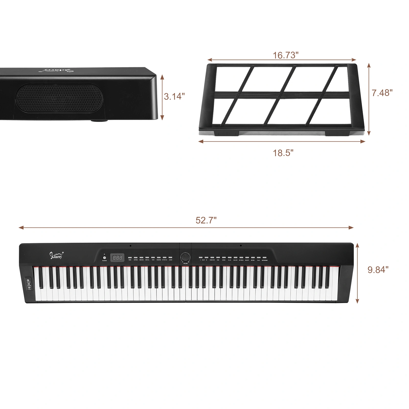 GPP-105 88 Key Full Size Semi-Weighted Standard Keyboards Digital Piano with Dual-tube X-Shape Stand, MIDI Bluetooth, Headphone,for Piano Lover Black color view 6