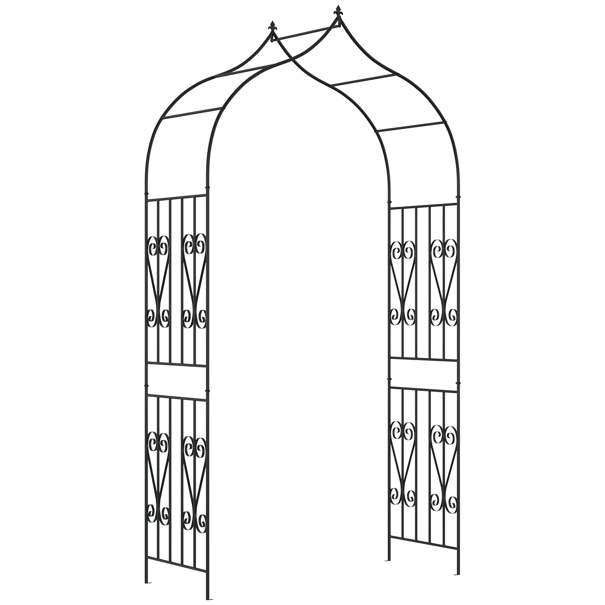 Metal Garden Arch Walkway, Heavy Duty Steel Garden Arch with Arched Door for Yard, Patio, Backyard, Outdoor Decor - Black view 3