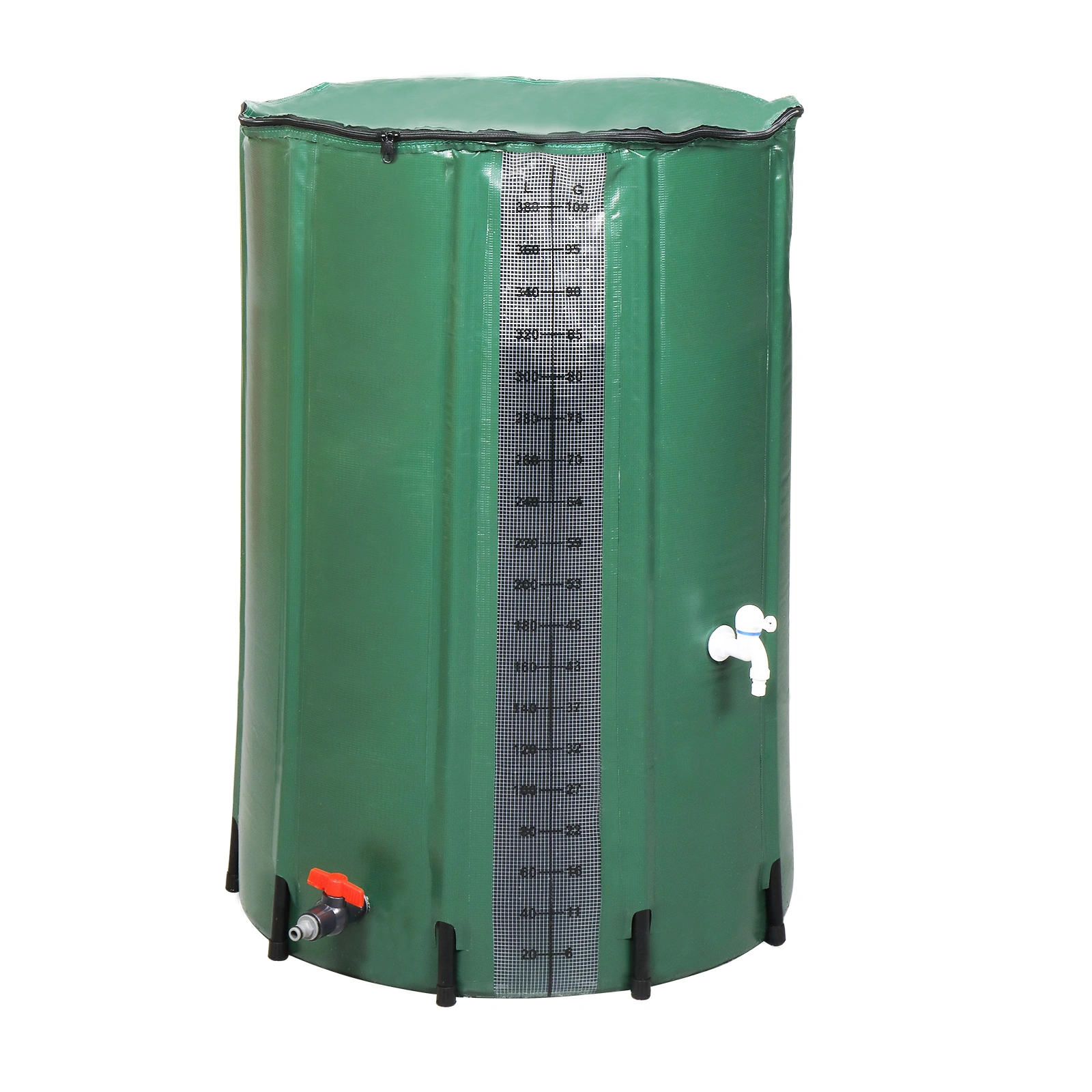 100 Gallon Rain Barrel PVC Water Collection Container with Measure Scale - Green Outdoor Garden Barrel