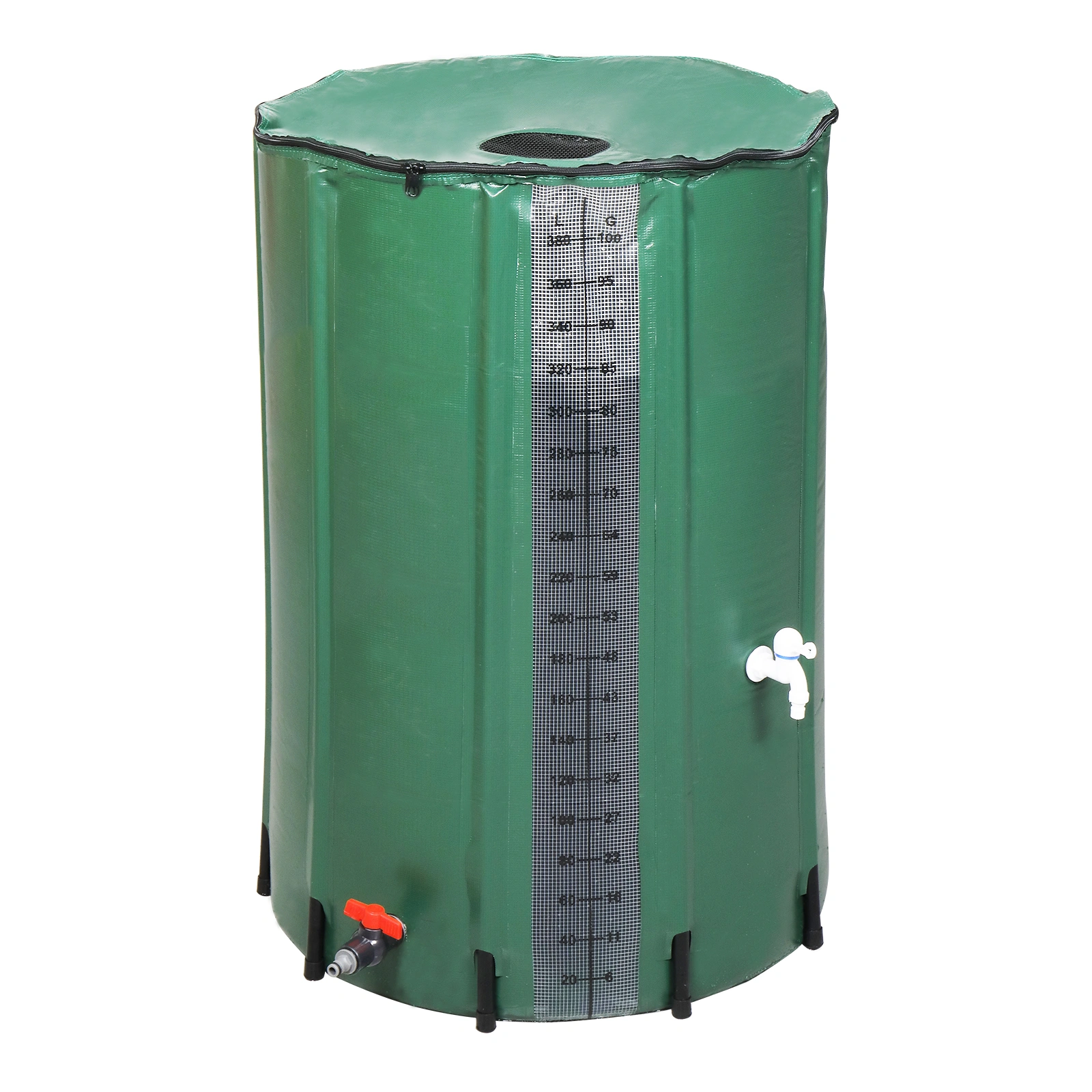 100 Gallon Rain Barrel PVC Water Collection Container with Measure Scale - Green Outdoor Garden Barrel view 4