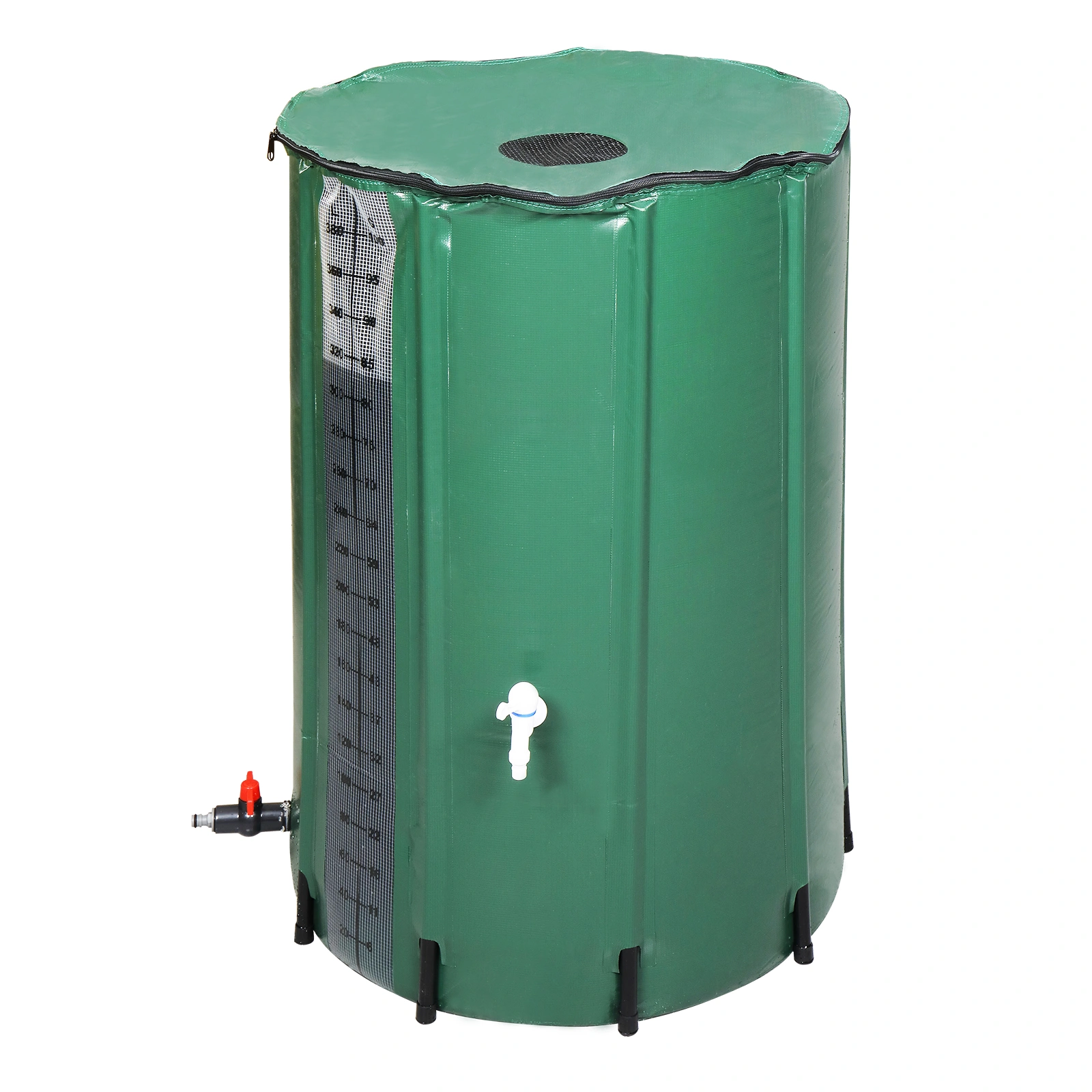 100 Gallon Rain Barrel PVC Water Collection Container with Measure Scale - Green Outdoor Garden Barrel view 7