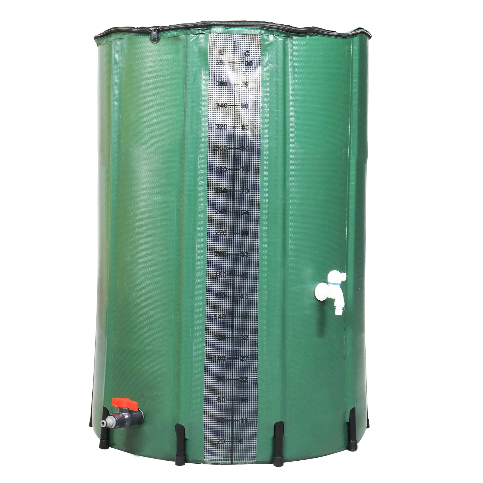 100 Gallon Rain Barrel PVC Water Collection Container with Measure Scale - Green Outdoor Garden Barrel view 8