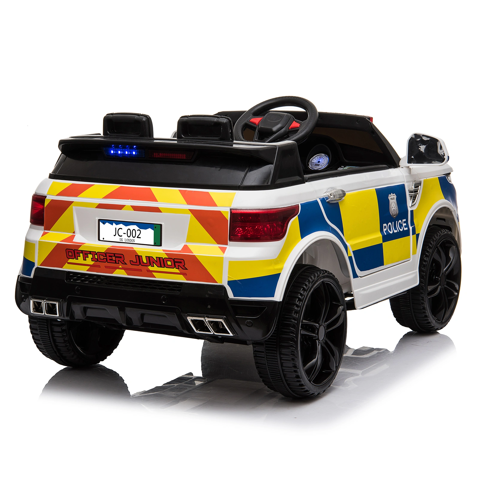 Dual Drive 12V 7Ah Police Car with 2.4G Remote Control White view 3