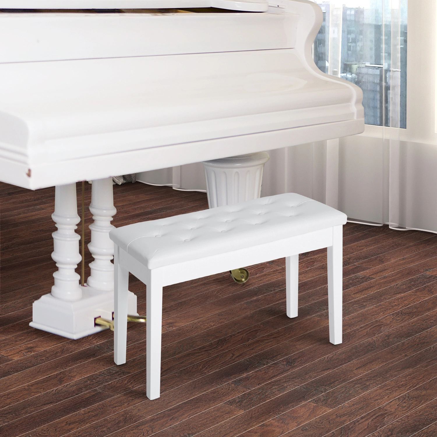 Piano Bench with Storage Compartment Adjustable Height Padded Seat for Kids Adults view 3