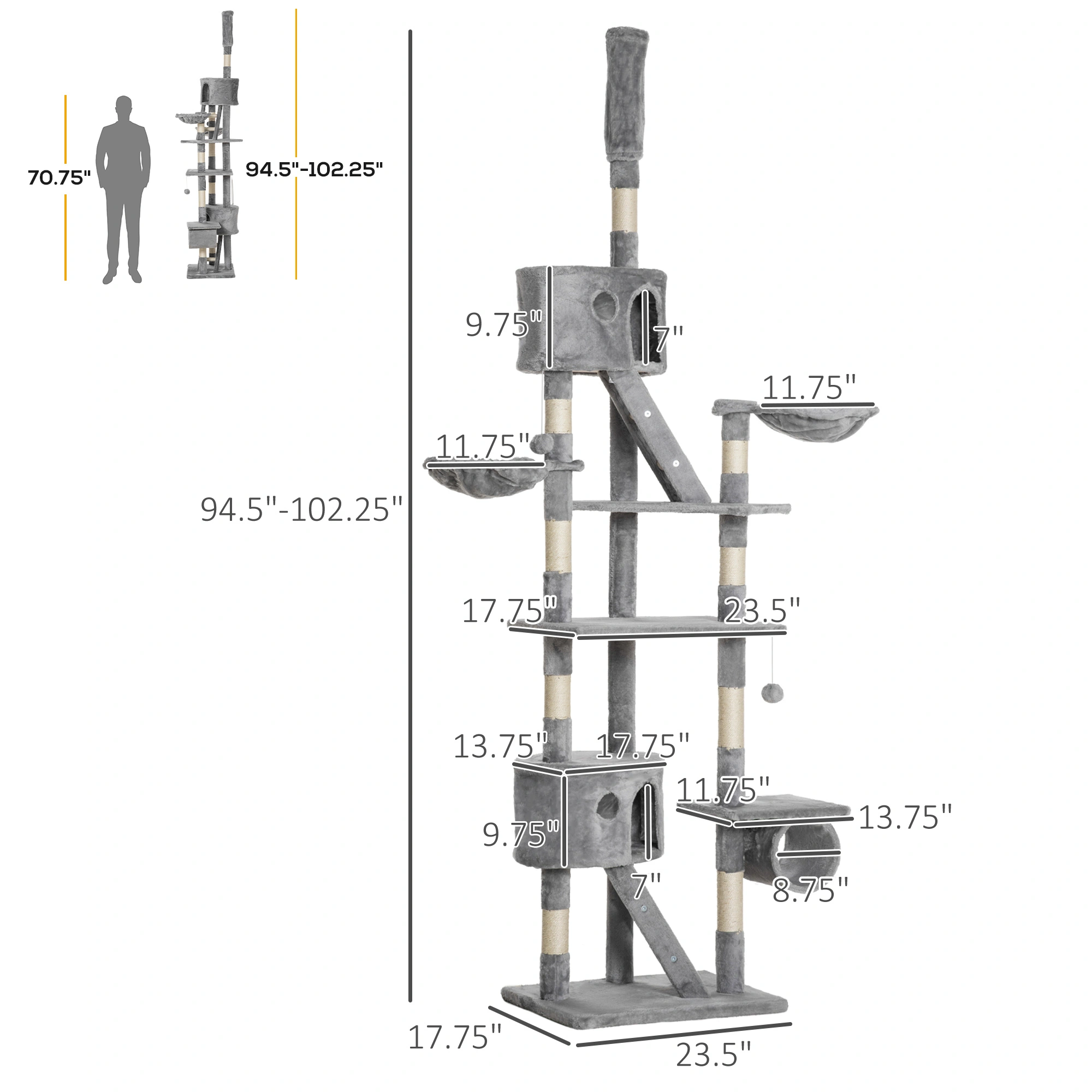 Cat Tree Tower for Cats & Kittens - Multi-Level Scratching Post Condo Playhouse view 2