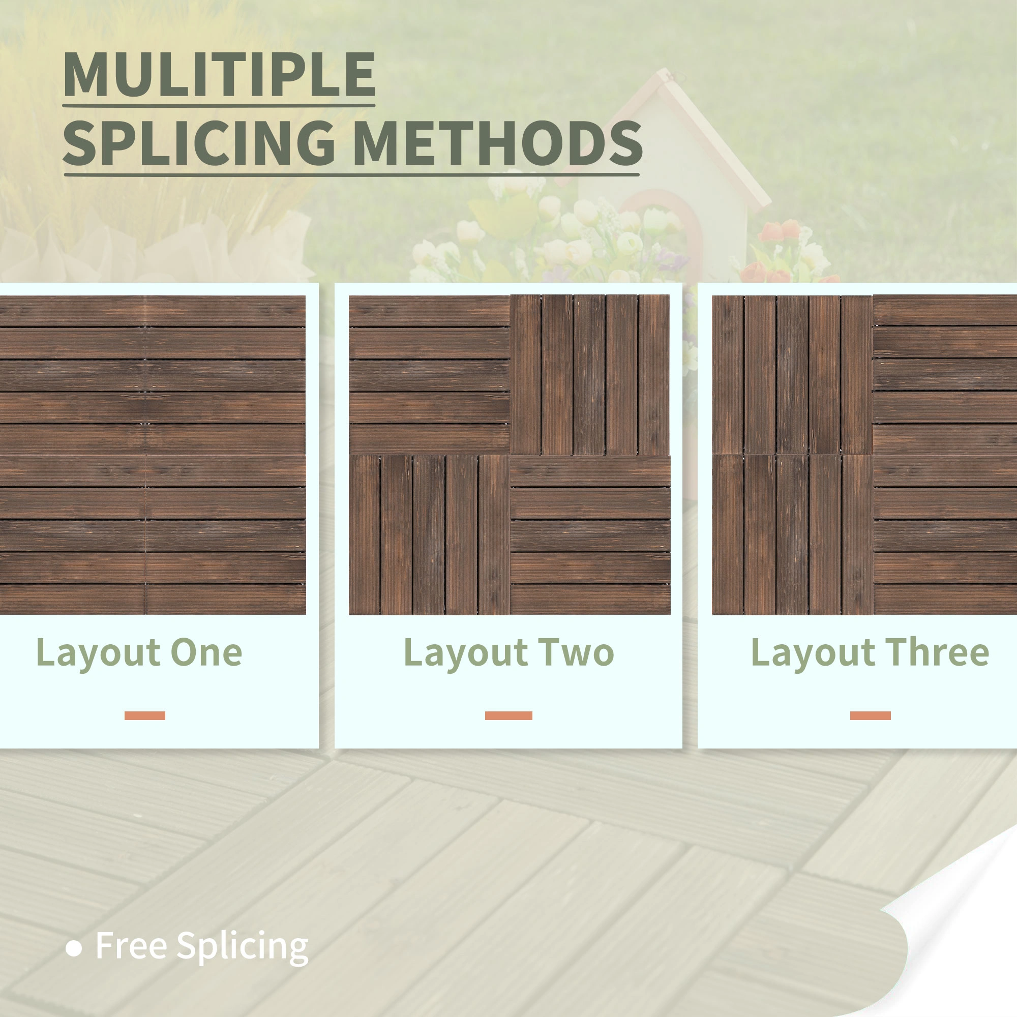 12x12 Interlocking Deck Tiles Pack of 27 - Natural Teak Outdoor Patio Flooring Tiles view 3