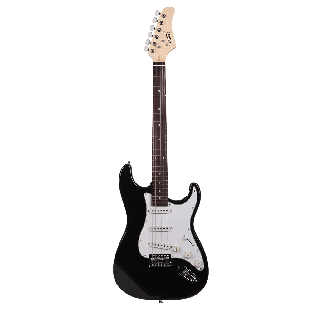 GST Rosewood Fingerboard Electric GuitarBagShoulder Strap Pick Whammy Bar Cord Wrench Tool Black & White